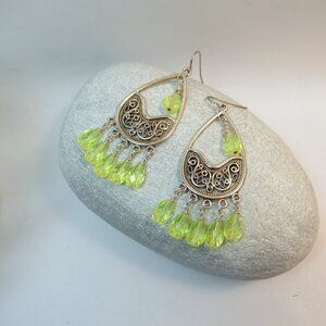 Uranium glass Chandelier earrings